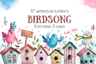 Birdsong Watercolor Clip Art Set