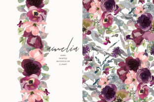 Elegant Watercolor Burgundy Flowers and Sage Green Leaves Clipart: A Versatile Design Resource