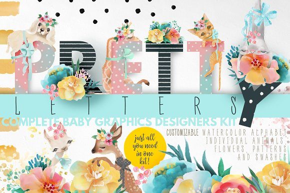 Evaluating Pretty Letters: A Comprehensive Watercolor Graphics Kit for Baby Product Design
