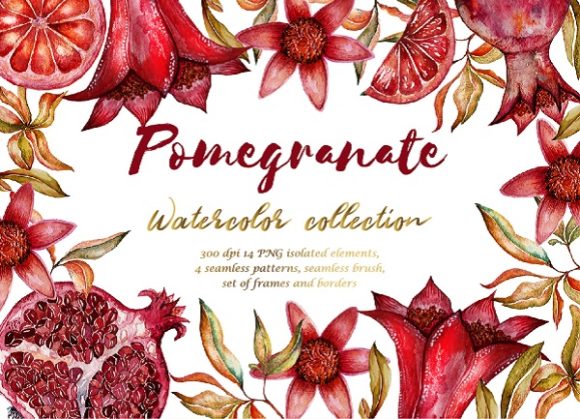 Floral Collection of Pomegranate: Creative Design Resources