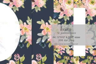 Watercolor Blush Floral on Navy Background: Timeless Elegance for Creative Projects