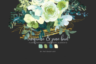 Watercolor Turquoise June Bud Bouquet