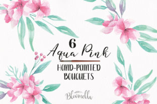 Watercolour Aqua Pink Floral Clipart for Creative Projects